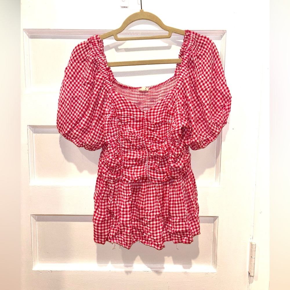JODIFL Red & White Checkered Top - large
